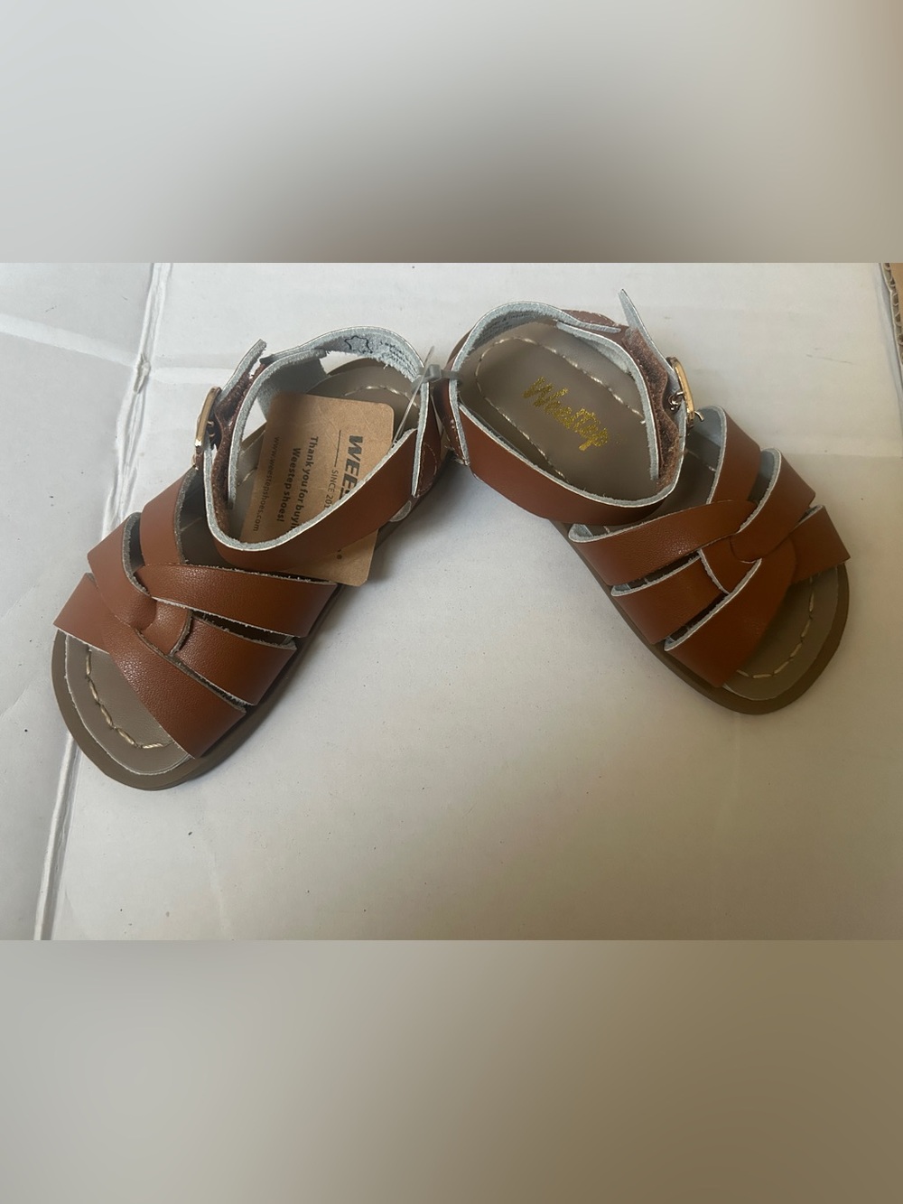 WEESTEP brown leather sandals - toddler girl size 6 - ankle wrap